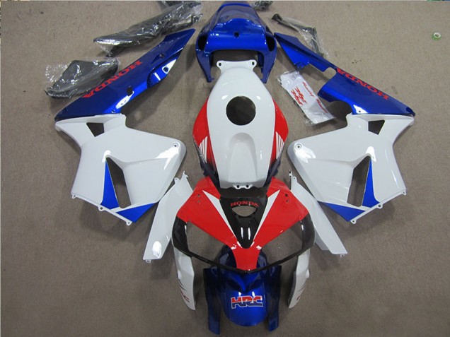 Custom 2005-2006 White Blue Red HRC Honda CBR600RR Motorcycle Fairings Kits Custom 2005-2006 White Blue Red HRC Honda CBR600RR Motorcycle Fairings Kits