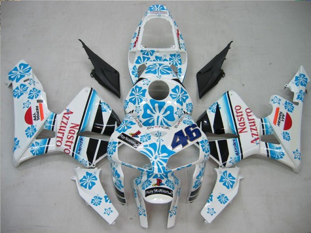 Custom 2005-2006 White Blue Nastro Azzurro 46 Honda CBR600RR Motorcycle Fairing Kit