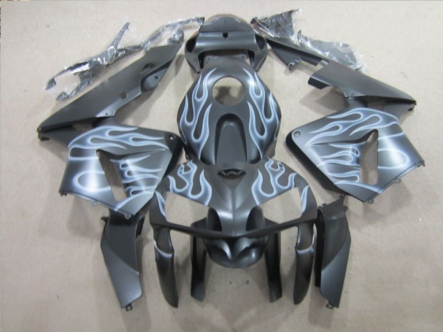 Custom 2005-2006 Black Silver Flame Honda CBR600RR Replacement Motorcycle Fairings Custom 2005-2006 Black Silver Flame Honda CBR600RR Replacement Motorcycle Fairings