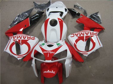 Custom 2005-2006 Red White PRAMAC Honda CBR600RR Bike Fairing Kit
