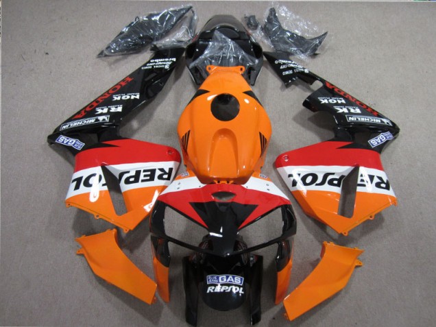 Custom 2005-2006 Orange Red Black Repsol Honda CBR600RR Motorbike Fairing Kits Custom 2005-2006 Orange Red Black Repsol Honda CBR600RR Motorbike Fairing Kits