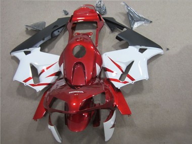 Custom 2005-2006 Red White Honda CBR600RR Motorcycle Fairings
