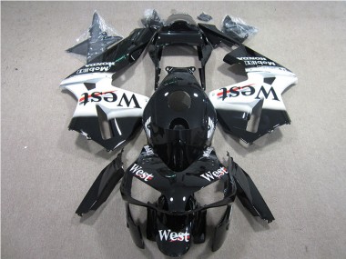 Custom 2005-2006 Black White West Honda CBR600RR Bike Fairing