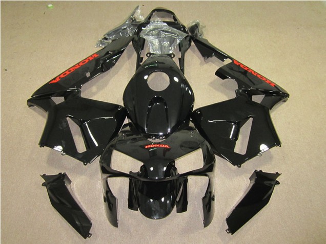 Custom 2005-2006 Black Red Honda CBR600RR Motorcyle Fairings