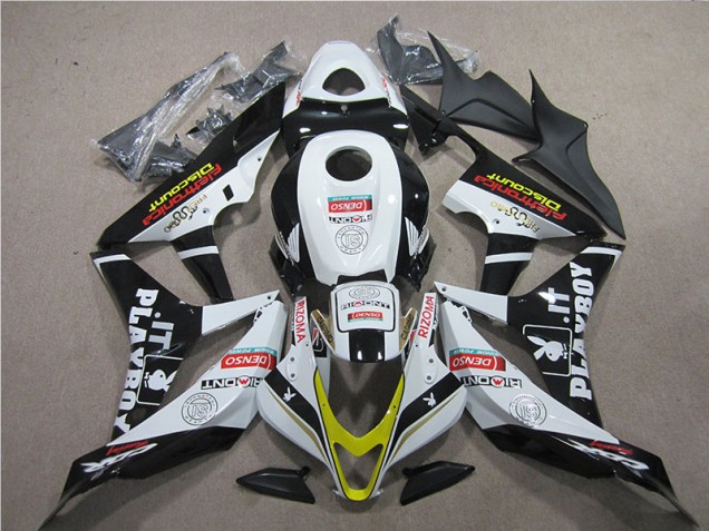 Custom 2007-2008 Black Red White DENSO Honda CBR600RR Replacement Motorcycle Fairings