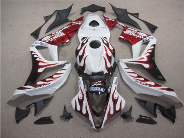 Custom 2007-2008 White Red Flame SHARK Honda CBR600RR Replacement Motorcycle Fairings