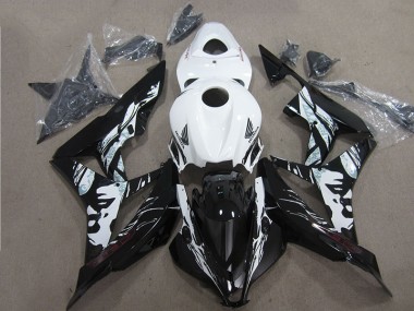 Custom 2007-2008 Black White Honda CBR600RR Motorcycle Fairings
