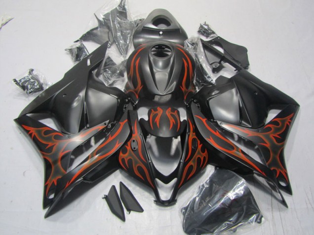 Custom 2009-2012 Black Red Flame Honda CBR600RR Motorcycle Replacement Fairings