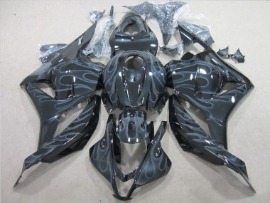 Custom 2009-2012 Black Silver Flame Honda CBR600RR Motorcycle Fairings