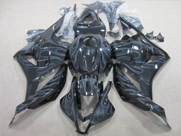 Custom 2009-2012 Black Silver Flame Honda CBR600RR Motorcycle Fairings Custom 2009-2012 Black Silver Flame Honda CBR600RR Motorcycle Fairings