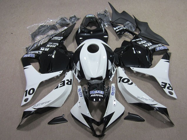 Custom 2009-2012 Black White Repsol Honda CBR600RR Motorcycle Replacement Fairings