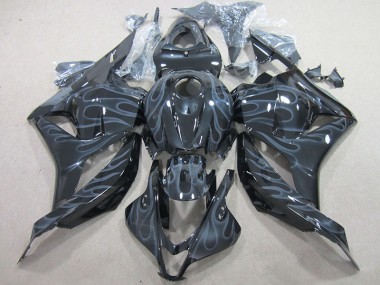 Aftermarket 2009-2012 Black Silver Flame Honda CBR600RR Motor Fairings