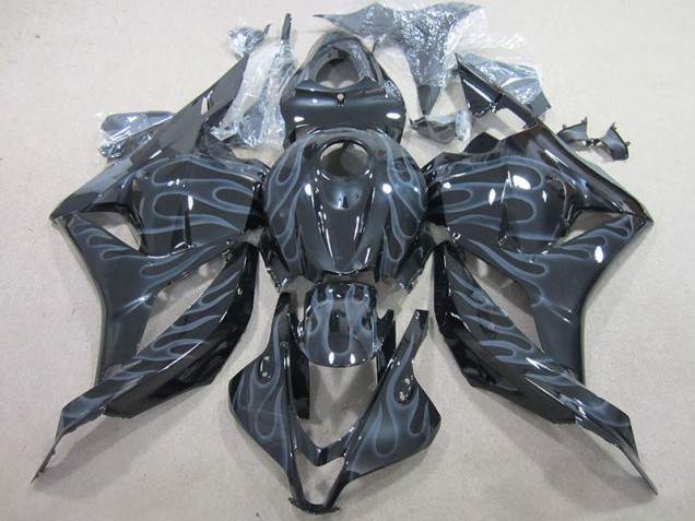 Custom 2009-2012 Black Silver Flame Honda CBR600RR Motor Fairings Custom 2009-2012 Black Silver Flame Honda CBR600RR Motor Fairings