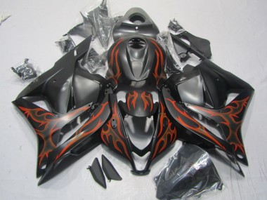 Aftermarket 2009-2012 Black Orange Flame Honda CBR600RR Motorcylce Fairings