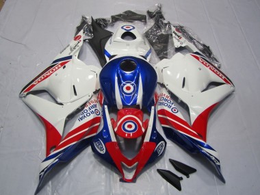 Custom 2009-2012 White Blue Red Honda CBR600RR Bike Fairings