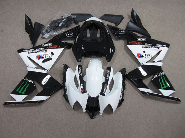 Custom 2003-2005 Black White Monster Kawasaki ZX10R Motorbike Fairing Custom 2003-2005 Black White Monster Kawasaki ZX10R Motorbike Fairing