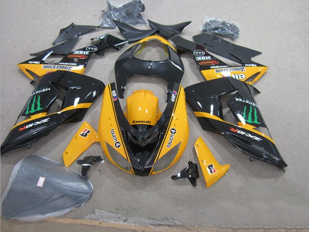 Custom 2006-2007 Black Yellow Touch4 Monster Kawasaki ZX10R Motorcycle Fairing Custom 2006-2007 Black Yellow Touch4 Monster Kawasaki ZX10R Motorcycle Fairing