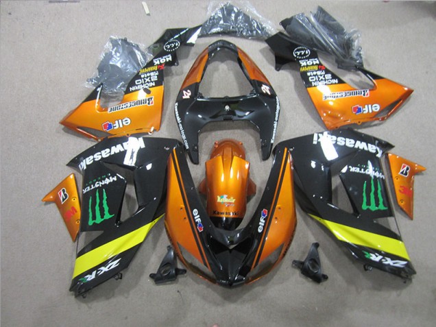 Custom 2006-2007 Black Orange Monster Kawasaki ZX10R Motorcycle Fairing Kits Custom 2006-2007 Black Orange Monster Kawasaki ZX10R Motorcycle Fairing Kits