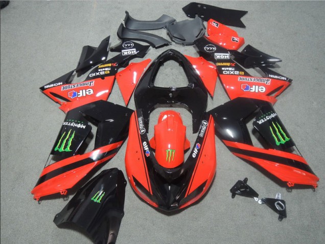 Custom 2006-2007 Black Red Touch4 Monster Kawasaki ZX10R Motorbike Fairing Custom 2006-2007 Black Red Touch4 Monster Kawasaki ZX10R Motorbike Fairing
