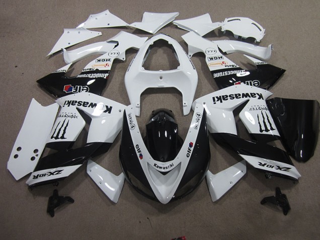 Custom 2006-2007 White Touch4 Monster Kawasaki ZX10R Bike Fairing Kit