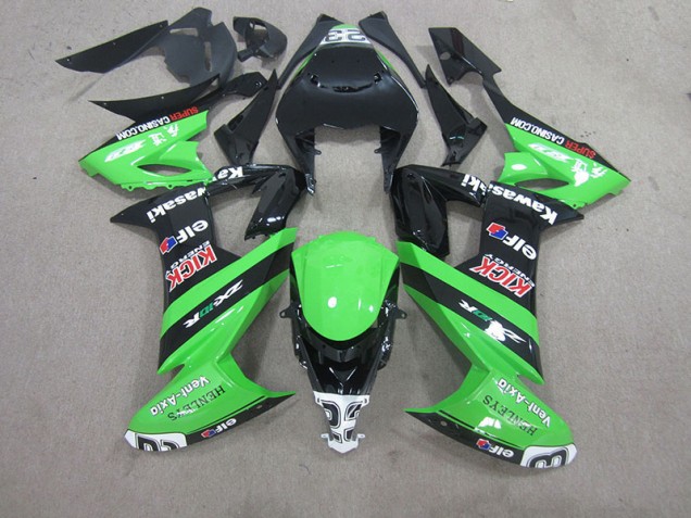 Custom 2008-2010 Black Green Kawasaki ZX10R Bike Fairings