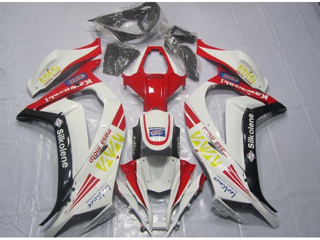 Custom 2011-2015 White Red Silkolene Kawasaki ZX10R Motorcycle Fairings Kit Custom 2011-2015 White Red Silkolene Kawasaki ZX10R Motorcycle Fairings Kit
