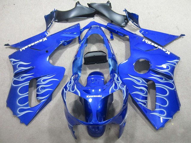 Custom 2002-2006 Blue White Flame Kawasaki ZX12R Motorbike Fairing Kits Custom 2002-2006 Blue White Flame Kawasaki ZX12R Motorbike Fairing Kits