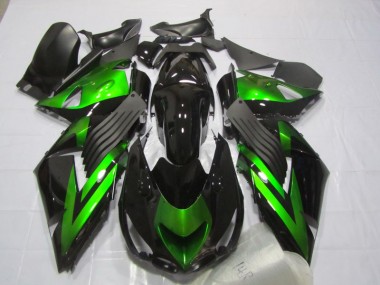 Custom 2006-2011 Black Green Kawasaki ZX14R ZZR1400 Motorcycle Fairings
