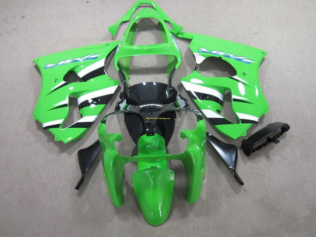 Custom 2000-2002 Green Black White Kawasaki ZX6R Motorcycle Fairings & Bodywork Custom 2000-2002 Green Black White Kawasaki ZX6R Motorcycle Fairings & Bodywork