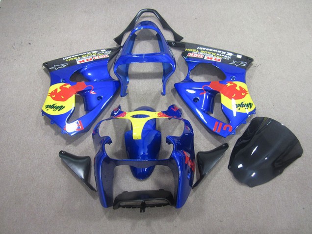 Aftermarket 2000-2002 Blue Red Bull Ninja Kawasaki ZX6R Motorcycle Bodywork
