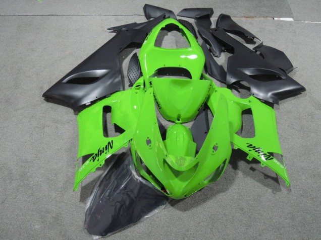 Custom 2005-2006 Green Black Ninja 636 Kawasaki ZX6R Motorcycle Fairings Kits Custom 2005-2006 Green Black Ninja 636 Kawasaki ZX6R Motorcycle Fairings Kits