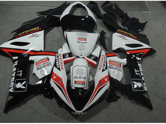 Custom 2005-2006 White Black Rizoma Playboy Kawasaki ZX6R Motor Fairings Custom 2005-2006 White Black Rizoma Playboy Kawasaki ZX6R Motor Fairings