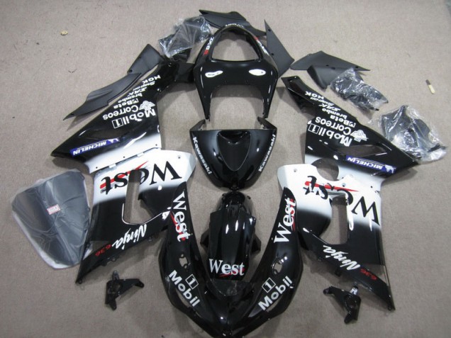 Custom 2005-2006 Black West Mobil Ninja 636 Kawasaki ZX6R Motorbike Fairings Custom 2005-2006 Black West Mobil Ninja 636 Kawasaki ZX6R Motorbike Fairings