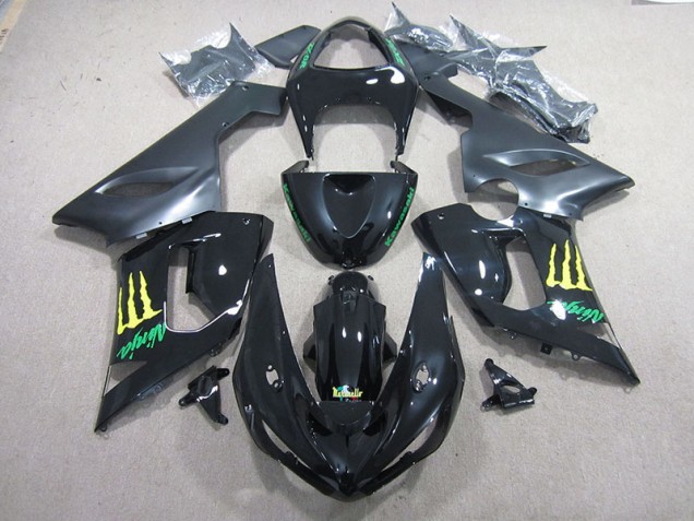 Custom 2005-2006 Black Green Ninja Kawasaki ZX6R Motorcycle Fairing Kits Custom 2005-2006 Black Green Ninja Kawasaki ZX6R Motorcycle Fairing Kits