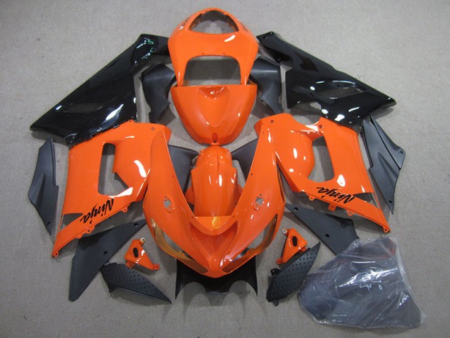 Custom 2005-2006 Orange Black Ninja Kawasaki ZX6R Bike Fairing Custom 2005-2006 Orange Black Ninja Kawasaki ZX6R Bike Fairing