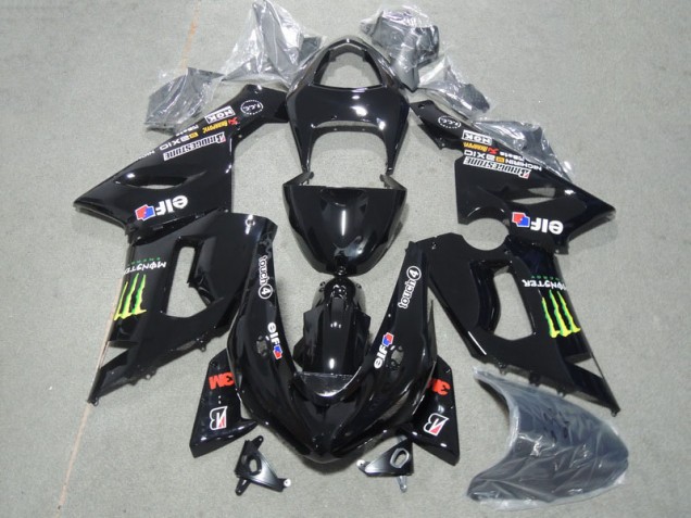 Aftermarket 2005-2006 Black 3M Touch4 Monster Kawasaki ZX6R Motor Bike Fairings