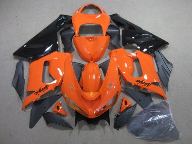 Custom 2005-2006 Orange Black Ninja Kawasaki ZX6R Motorbike Fairing Kits