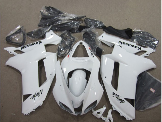 Custom 2007-2008 White Kawasaki ZX6R Bike Fairings Custom 2007-2008 White Kawasaki ZX6R Bike Fairings