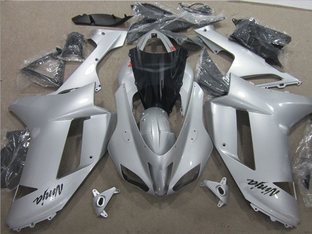 Custom 2007-2008 Silver Kawasaki ZX6R Bike Fairing Custom 2007-2008 Silver Kawasaki ZX6R Bike Fairing