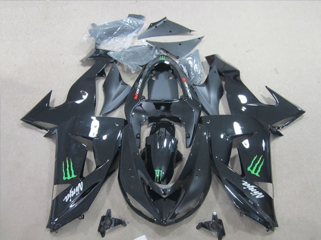 Custom 2007-2008 Black Ninja Green Monster Kawasaki ZX6R Bike Fairing Kit Custom 2007-2008 Black Ninja Green Monster Kawasaki ZX6R Bike Fairing Kit