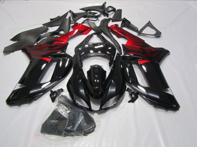 Custom 2007-2008 Black Red Kawasaki ZX6R Motorcycle Fairings Kit Custom 2007-2008 Black Red Kawasaki ZX6R Motorcycle Fairings Kit