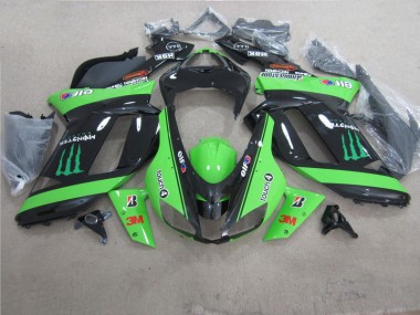 Custom 2007-2008 Green Black 3M Monster Kawasaki ZX6R Motorbike Fairing