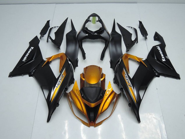 Custom 2013-2018 Black Gold Kawasaki ZX6R Motor Bike Fairings Custom 2013-2018 Black Gold Kawasaki ZX6R Motor Bike Fairings