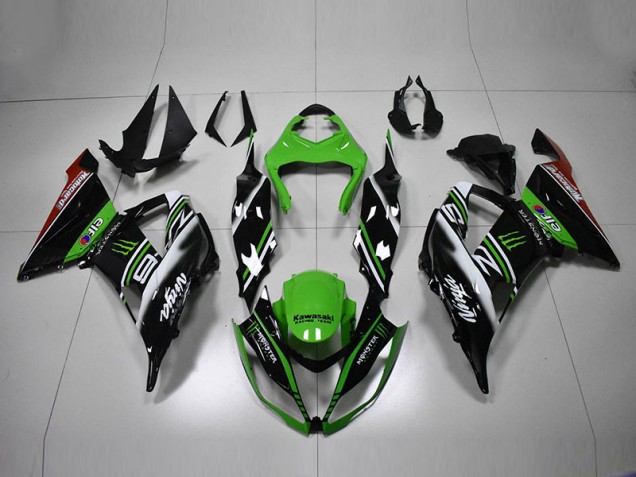 Custom 2013-2018 Green Black White Kawasaki ZX6R Motorcycle Bodywork Custom 2013-2018 Green Black White Kawasaki ZX6R Motorcycle Bodywork