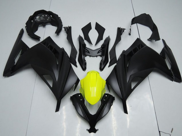 Custom 2013-2016 Black Yellow Kawasaki ZX300R Replacement Motorcycle Fairings