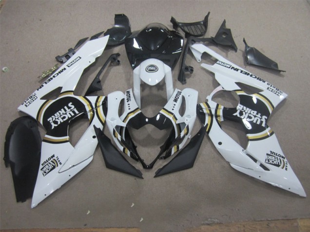 Custom 2005-2006 White Lucky Strike Black Motul Suzuki GSXR1000 Motorcycle Fairing Kit Custom 2005-2006 White Lucky Strike Black Motul Suzuki GSXR1000 Motorcycle Fairing Kit