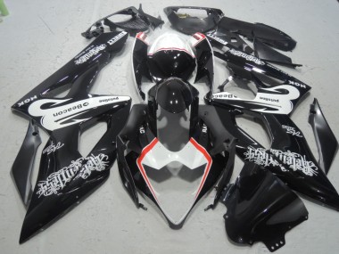 Custom 2005-2006 Black White Beacon Suzuki GSXR1000 Bike Fairing Kit