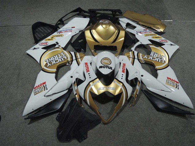 Custom 2005-2006 White Gold Lucky Strike Motul Suzuki GSXR1000 Motor Fairings Custom 2005-2006 White Gold Lucky Strike Motul Suzuki GSXR1000 Motor Fairings