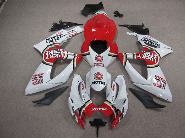 Custom 2005-2006 White Lucky Strike Red Motul Suzuki GSXR1000 Motorcycle Fairing Custom 2005-2006 White Lucky Strike Red Motul Suzuki GSXR1000 Motorcycle Fairing