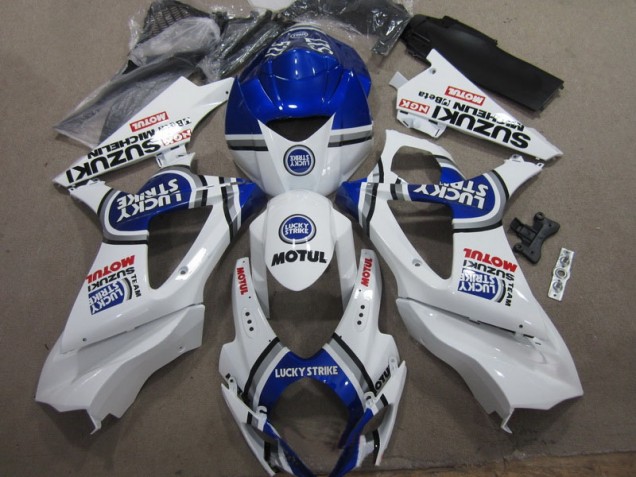 Custom 2007-2008 White Blue Lucky Strike Red Motul Suzuki GSXR1000 Moto Fairings Custom 2007-2008 White Blue Lucky Strike Red Motul Suzuki GSXR1000 Moto Fairings